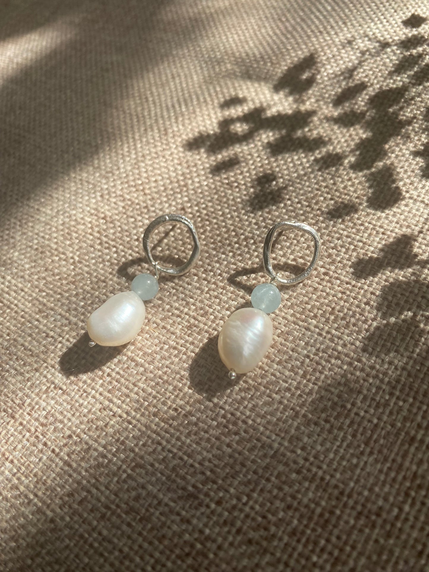 Flux Pearl & Blue Quartz Earrings