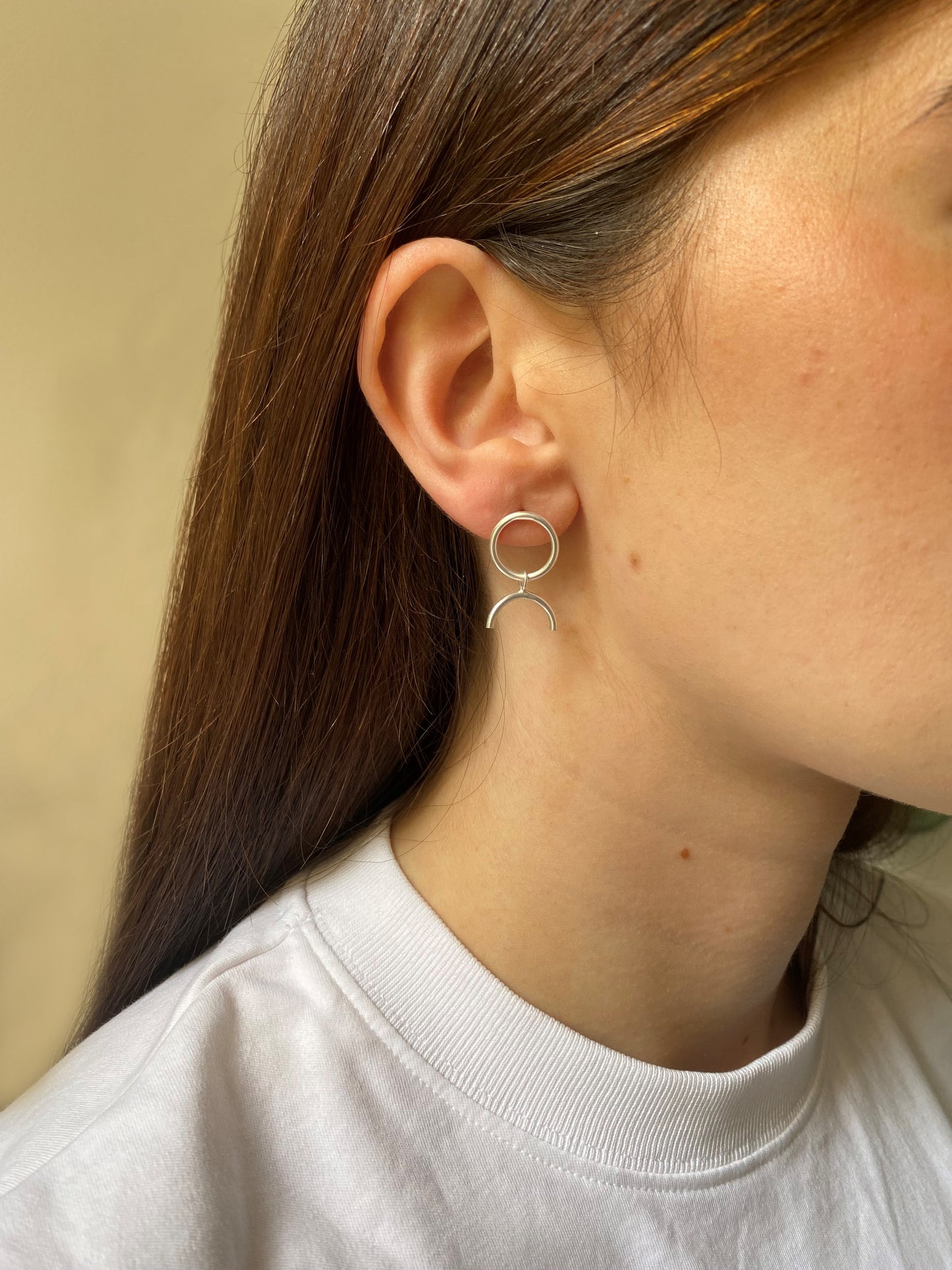 Circle + Arc Drop Earrings